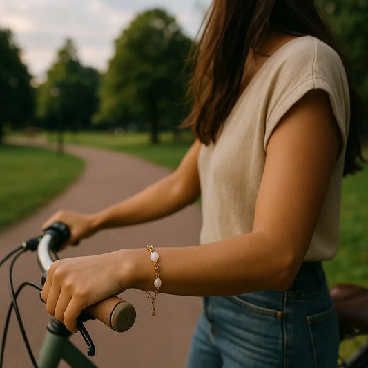 Person riding a bicycle in a park