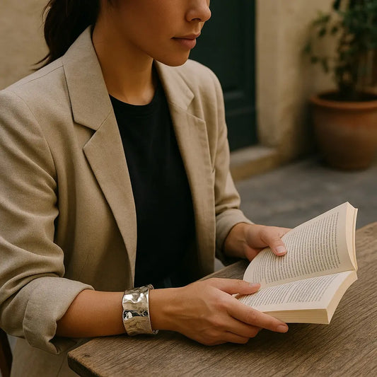 Person reading a book in a cozy indoor setting