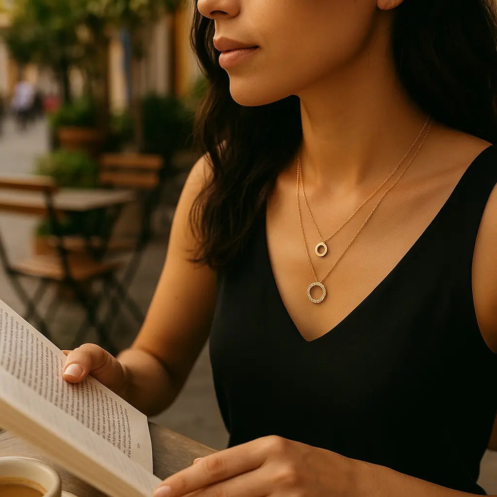 Woman reading a book outdoors with a blurred background
