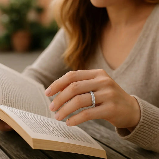 Person reading a book with a blurred background