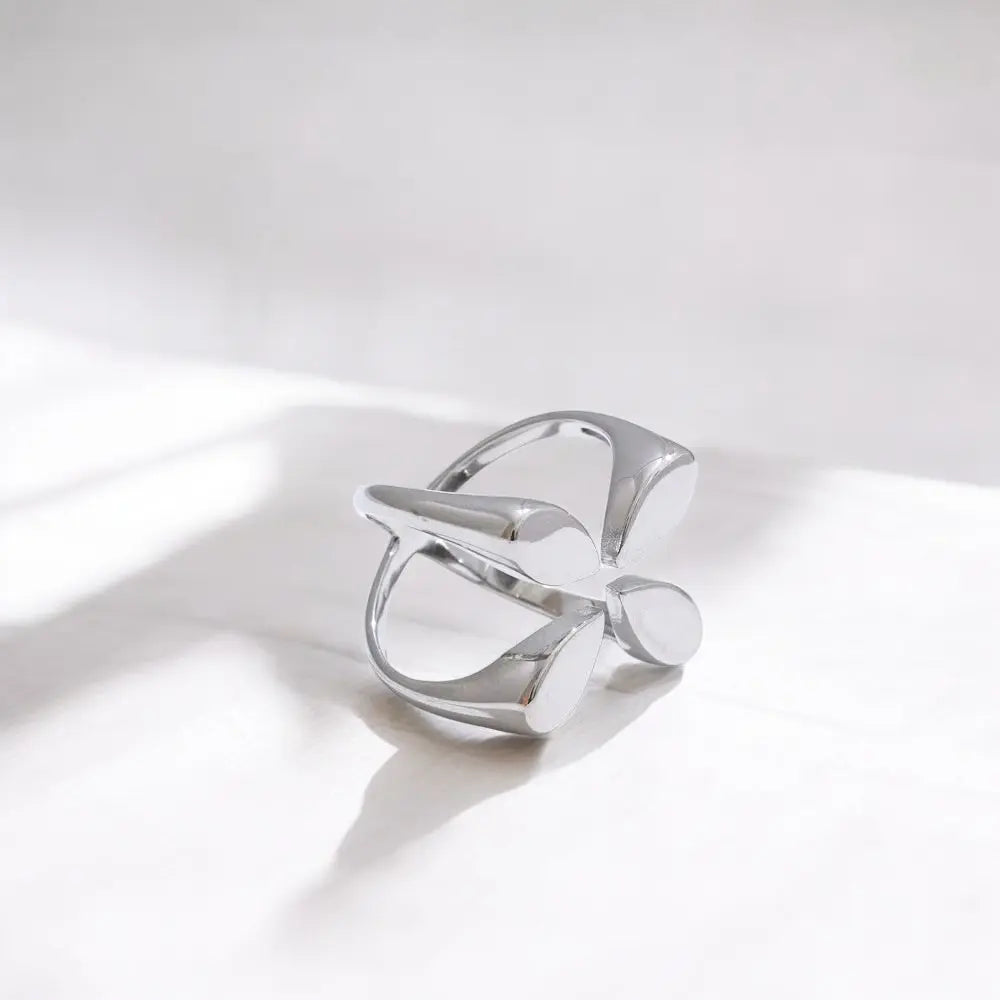 Silver ring on a white background