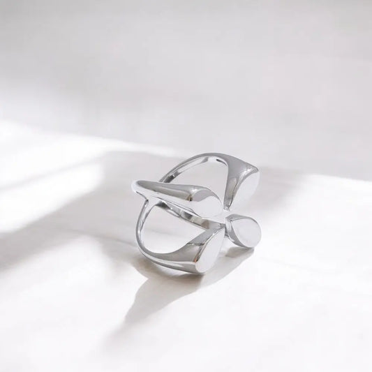 Silver ring on a white background